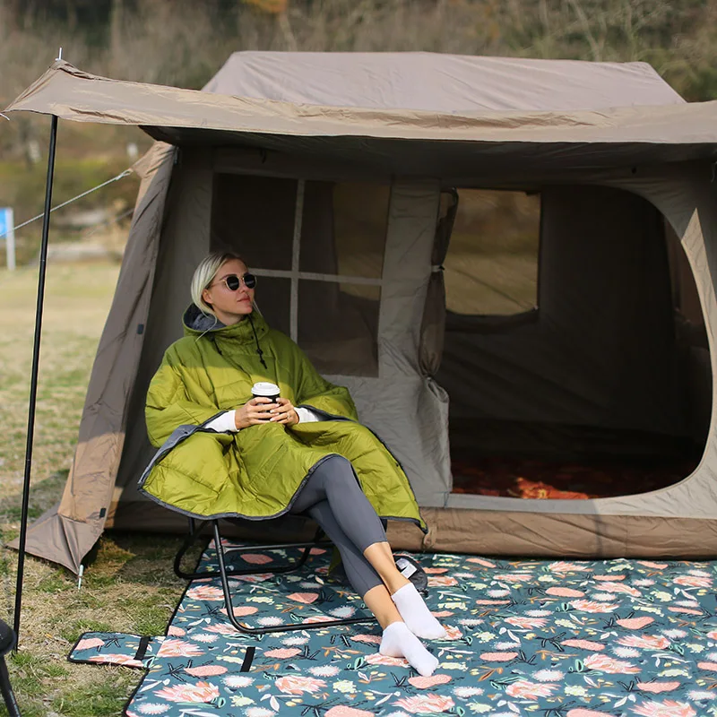 Winter Poncho Portable Water-Resistant Wearable Cloak Cape Sleeping Bag Camping Sleeping Bag