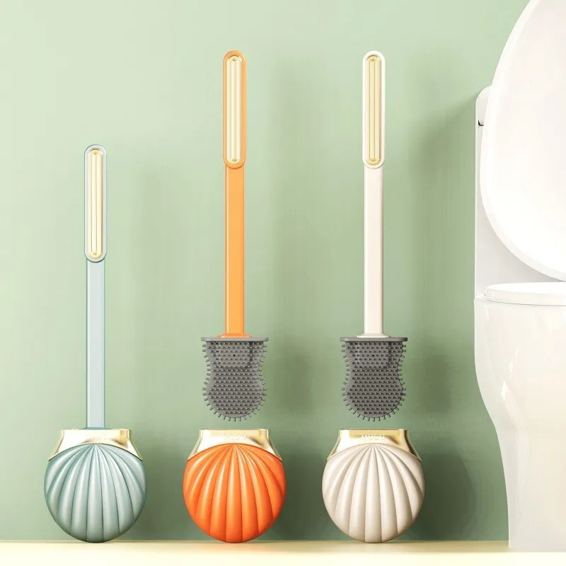 Silicone Toilet Cleaning Brush Toilet Brush Shell Shape Household Tools Wall Mounted Long Handle Home Bathroom Accessories