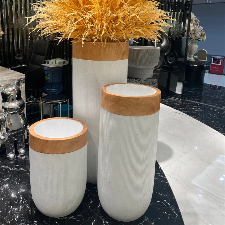 Nordic Color Custom Flowerpot Planter Pots for Indoor & Outdoor Plants Cactus Flower Pot with Wood