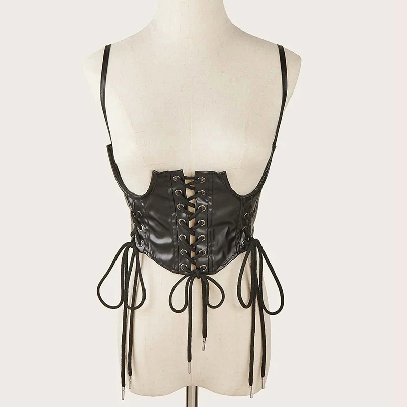 European and American Popular Lace Up Corset Belt PU Leather Ladies Wide Waist Belt Slimming Body Belts For Women