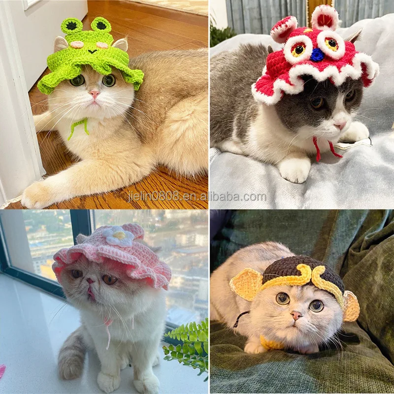 Pet Accessories Hand Knitted Caps Dog Cat Hat For Kittens With more Patterns Frog Fox Lion Pig Reindeer Mickey Antlers Shapes