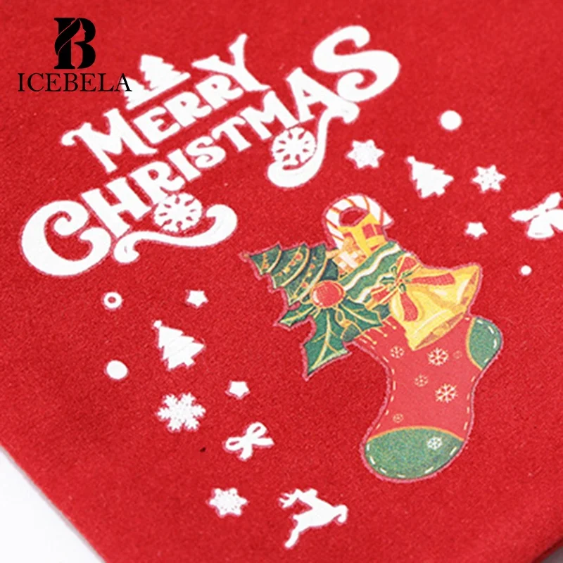 Fashion Fine Jewelry Packing Red Christmas Gift Bag Set Drawstring Christmas Party Candy Velvet Bag