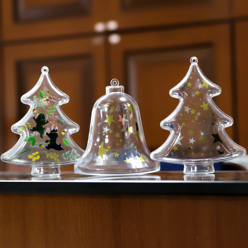 Custom Printing Design Logo pattern Openable Ornament Gift Clear Round Plastic Balls