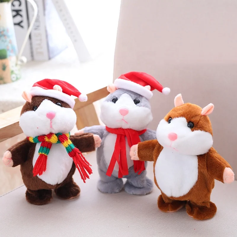 Dropshipping Plush Christmas Talking Hamster Toy And Move Stuffed Hamster Toys Christmas Hamster Stuffed And Plush Toys