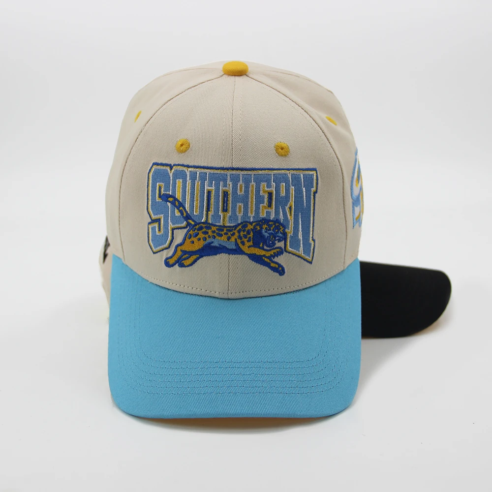 Factory Low Profit High Quality Two Tone Embroidery Custom Logo Hat 6-Panel Sport Snapback Cotton Baseball Caps