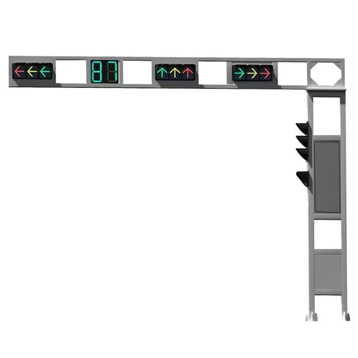 Road safety project outdoor traffic light pole smart light strip pole with traffic barricade warning light