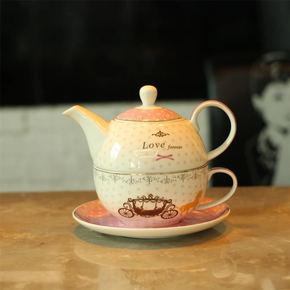 Bone China Teapot and Server Set for One Teapot Cup and Saucer Set Stackable Tea for One Set