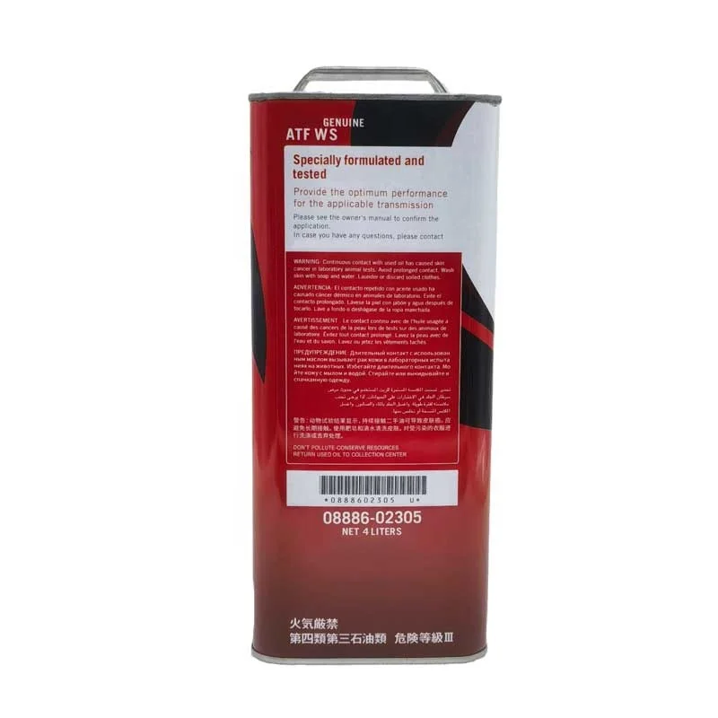Высококачественное масло коробки передач toyota atf oil ws для автомобиля 08886-02305 4L iron can