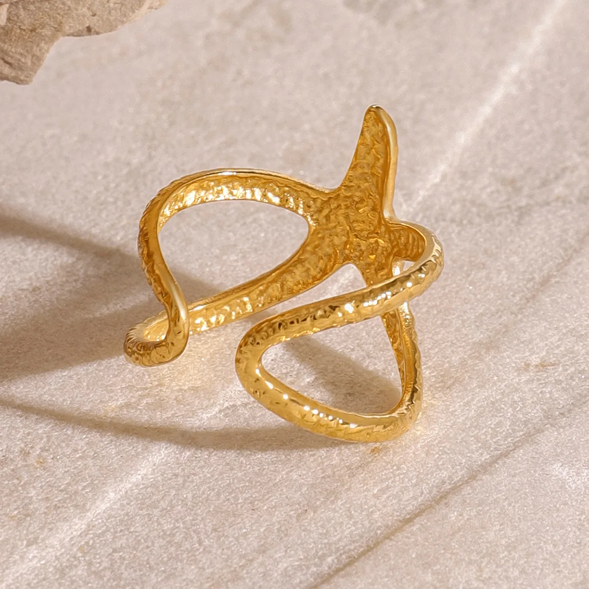 Популярное кольцо эрези с морским коньком 18K PVD позолоченное из нержавеющей стали Роскошные ювелирные изделия морскими звездами для женщин