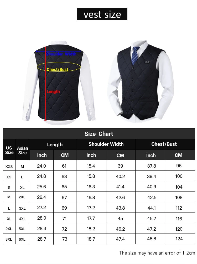 Custom Smart Heating Business Vest Winter Waterproof USB Electric Heating Vest Unisex