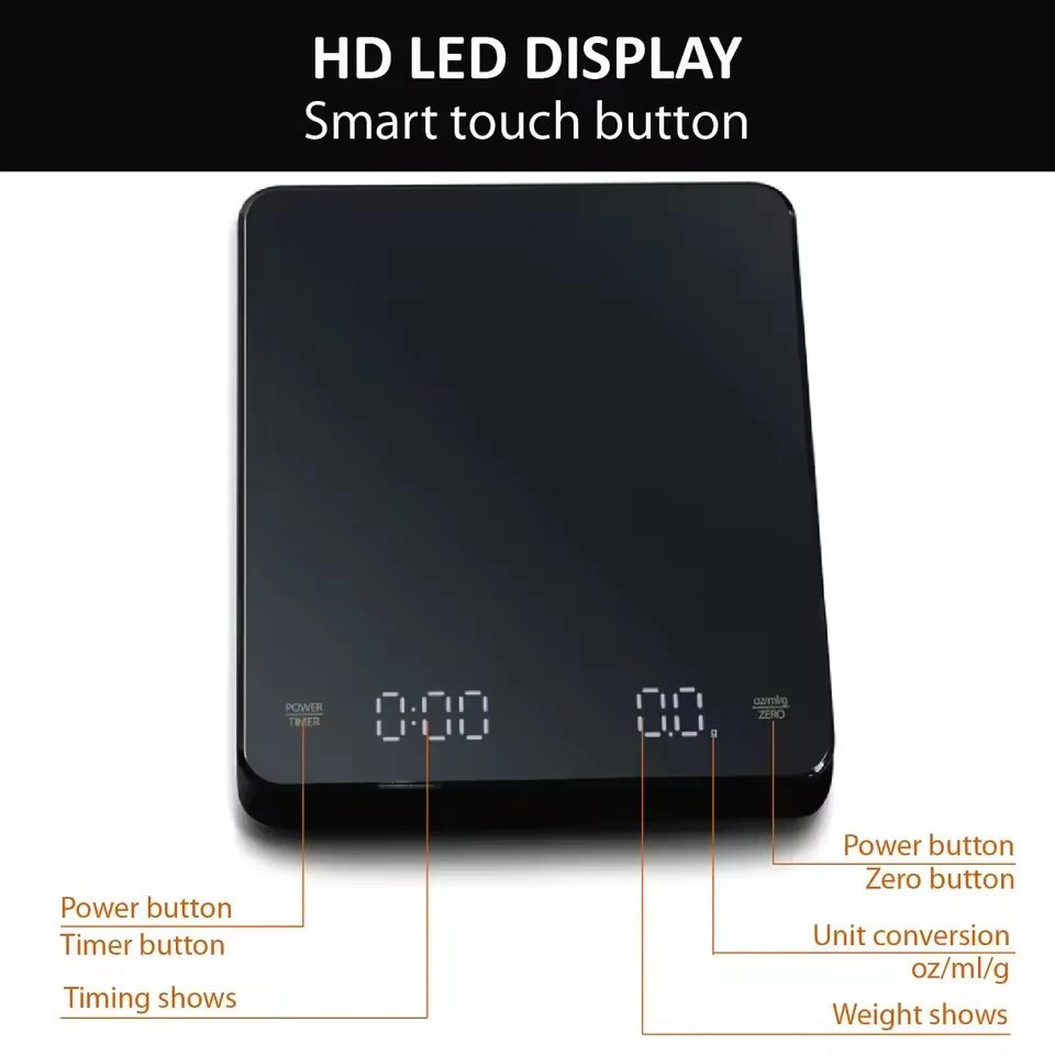3kg Electronic Waterproof Multifunction Small Digital Kitchen Food Coffee Scale With Timer