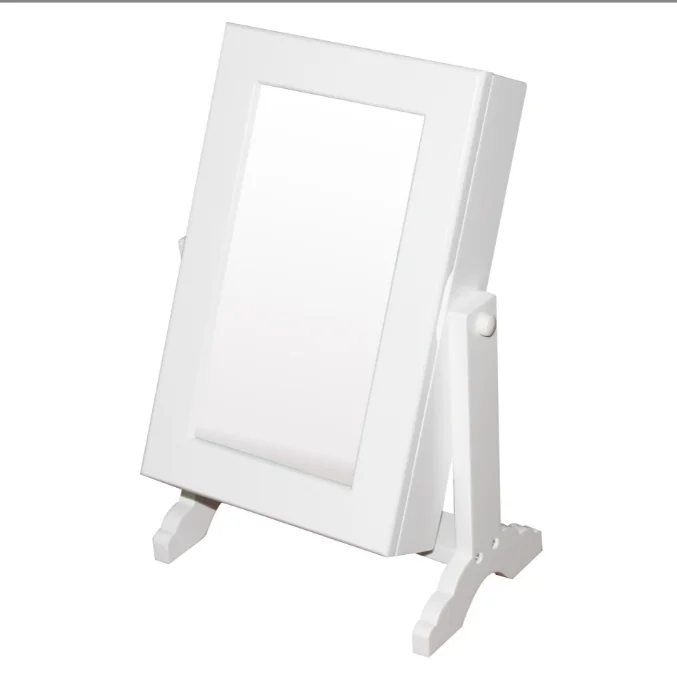 UK market E1 MDf painted Mini jeweled make up mirror wooden tabletop jewellery cabinet