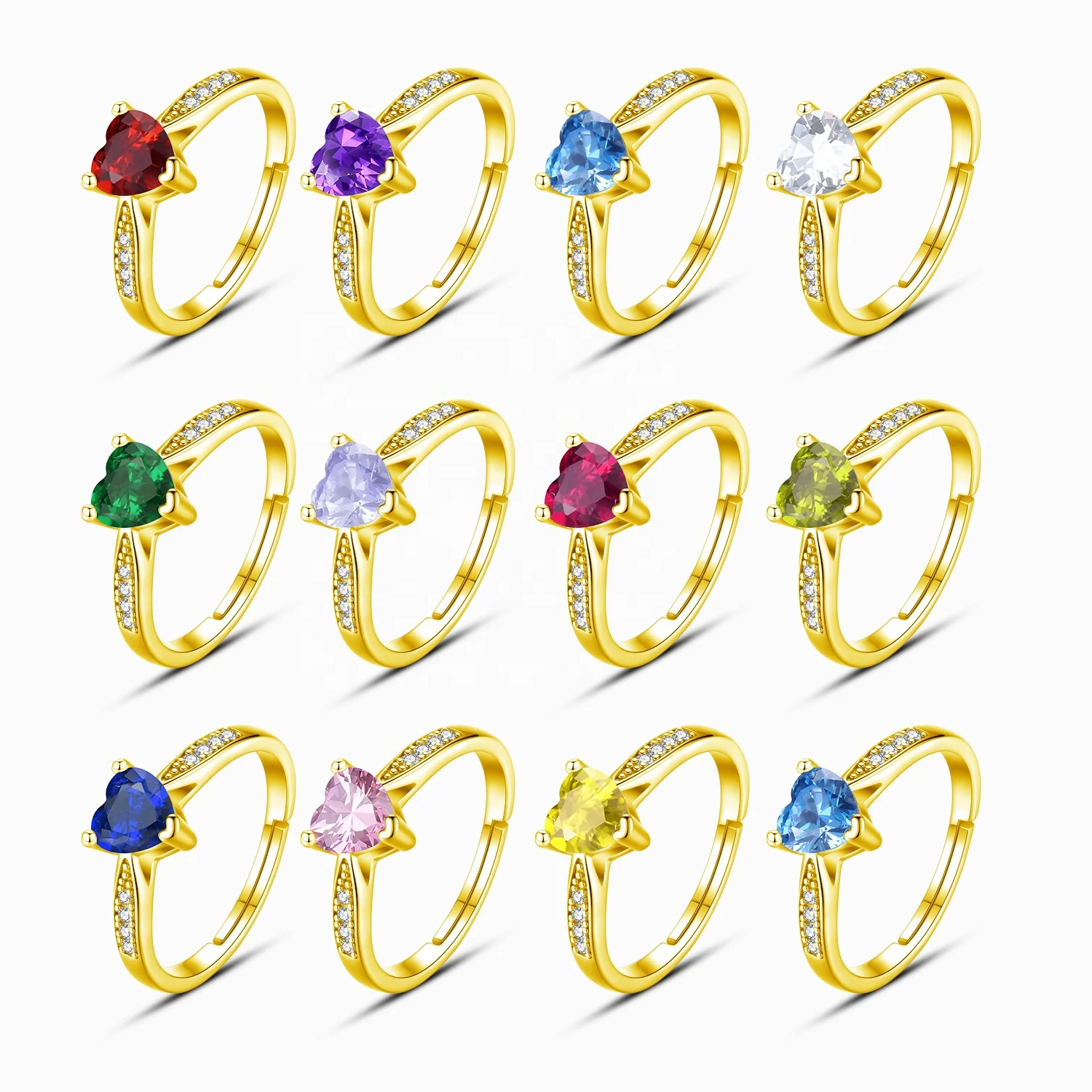 925 из стерлингового серебра 18 карат Позолоченные ювелирные изделия Anillos Изящные в форме сердца желтые CZ каменные кольца для женщин