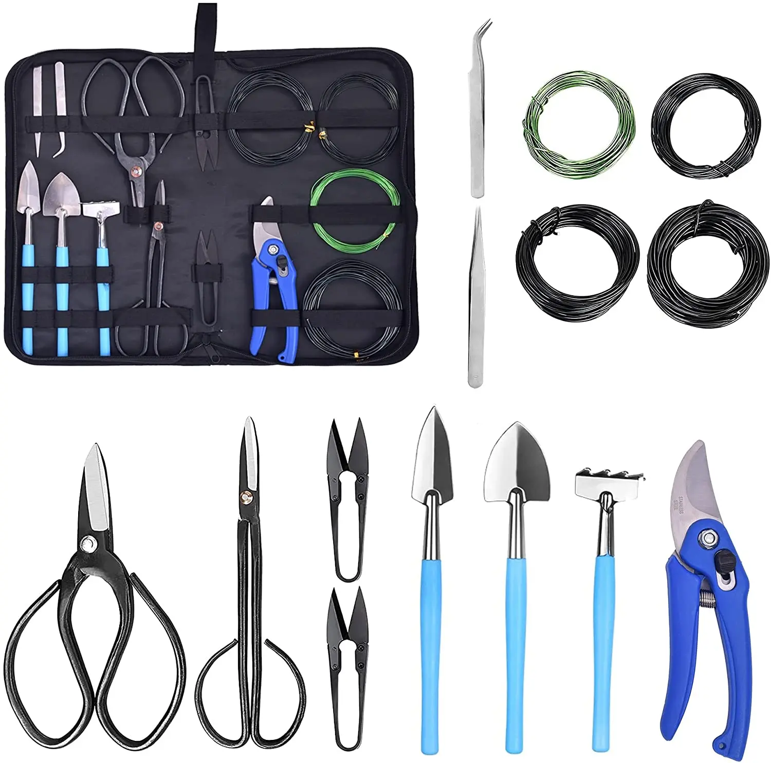 Customize Good Price 16 Pieces Bonsai Tool Set For Bonsai Lovers Starters with PU Leather Case