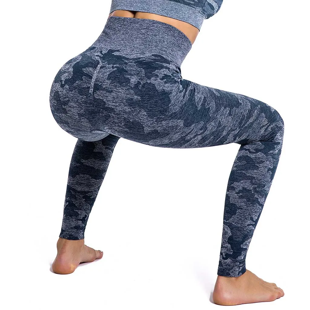 High Waist Tummy Control Yoga Pants for Women Camo Seamless Compression Leggings Fit Workout Tights