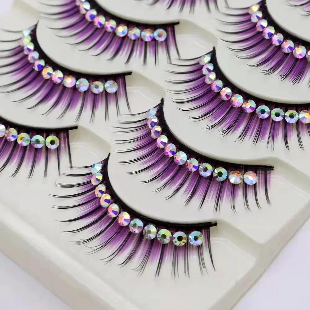Natural Nude Dense 3D stage dramatic Crossover Long silver Glitter 820 five pairs of fitted false lashes wholesale