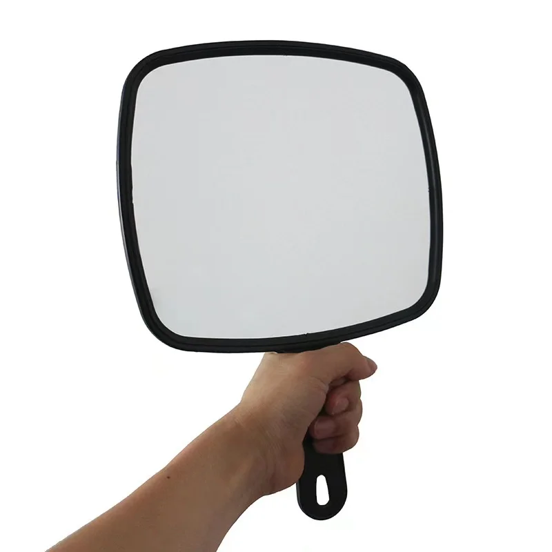 Compact Large Black Mirror Hair Salon Hand Mirror Plastic Square Handheld Mirror for Barber Hairdressing Lash Salon