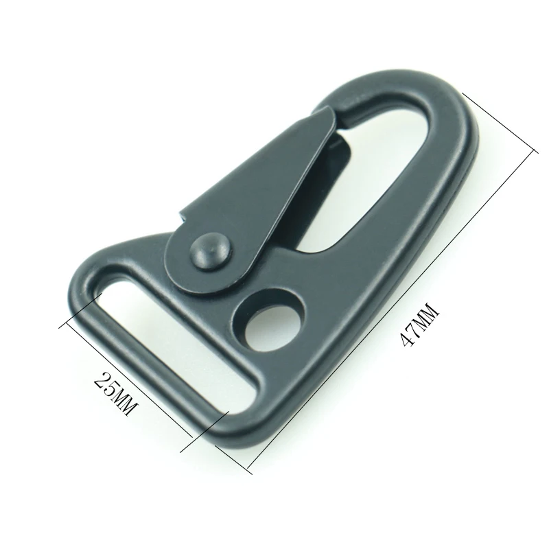 25mm Black Quick Release Short Military Army Strap Braid Spring Olecranon Carabiner Keychain Metal Snap Hooks Clip For Rifles