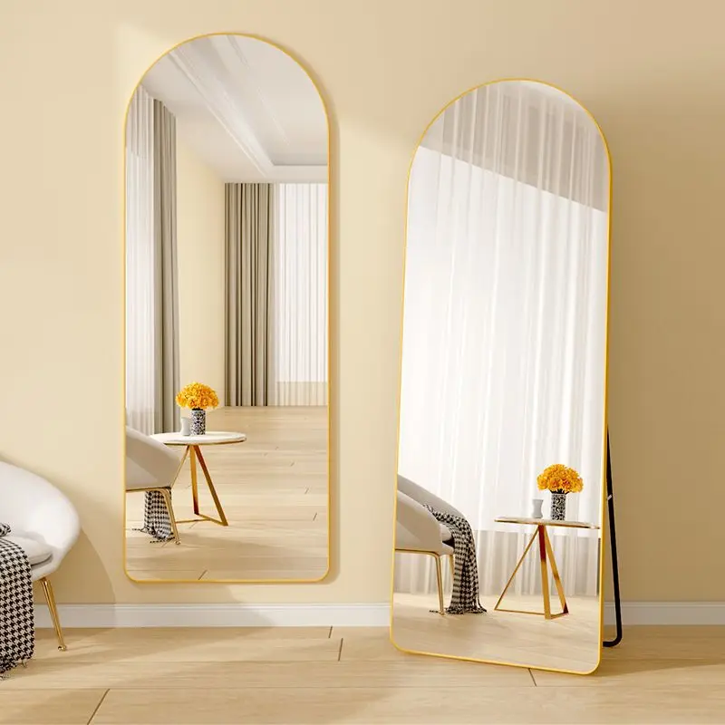 Standing Hanging Leaning Against Bedroom Wall Full Body Length Decor Aluminum Alloy Frame Arch Mirror