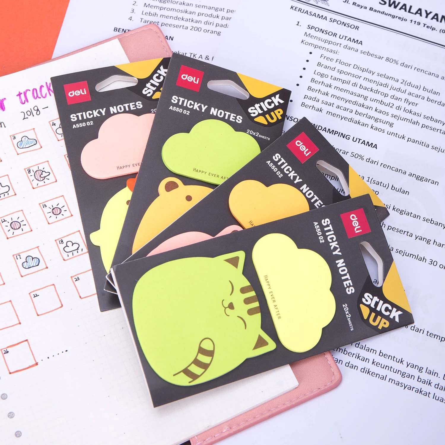 Factory Price Neutral Tabbed Custom Cute Animal Memo Pad Sticky Notes