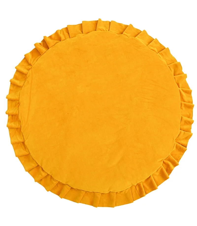 Baby Round Ruffle Play Mat Baby Crawling Round Rug Carpet Cotton for Baby Floor Play Mats Kids Room Decoration