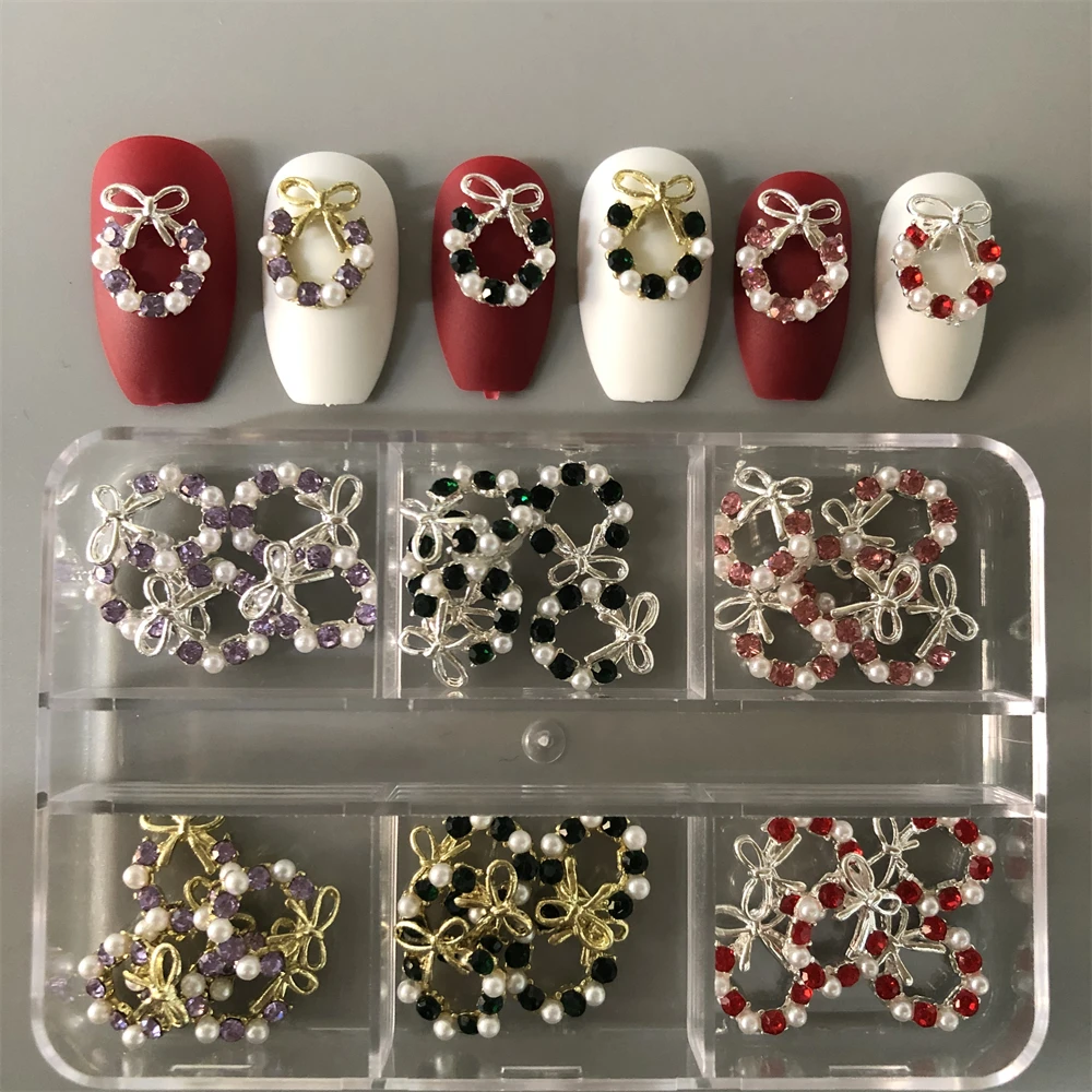 Luxury Silver Alloy Crystal Rhinestone Pile Diamond Gem French Acrylic Princess Ballet Strips V Line Nail Art Decoration Charms