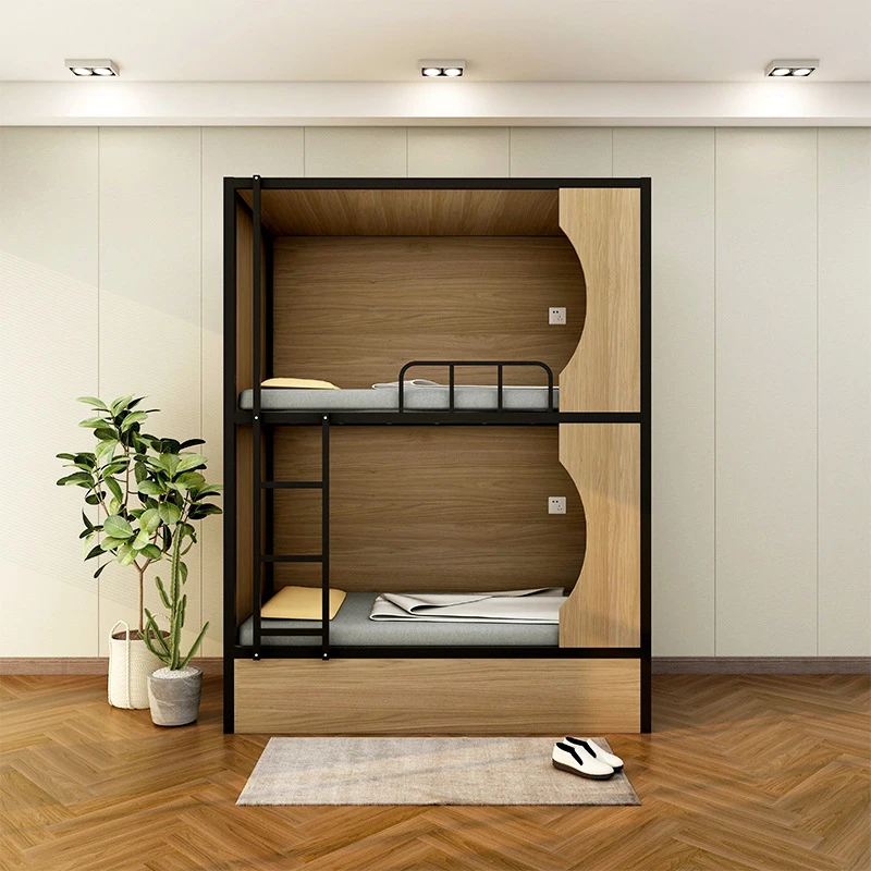 Капсульная двухъярусная кровать односпальная двуспальная и Королевская размеры металлический каркас для общежитий школ гостиниц