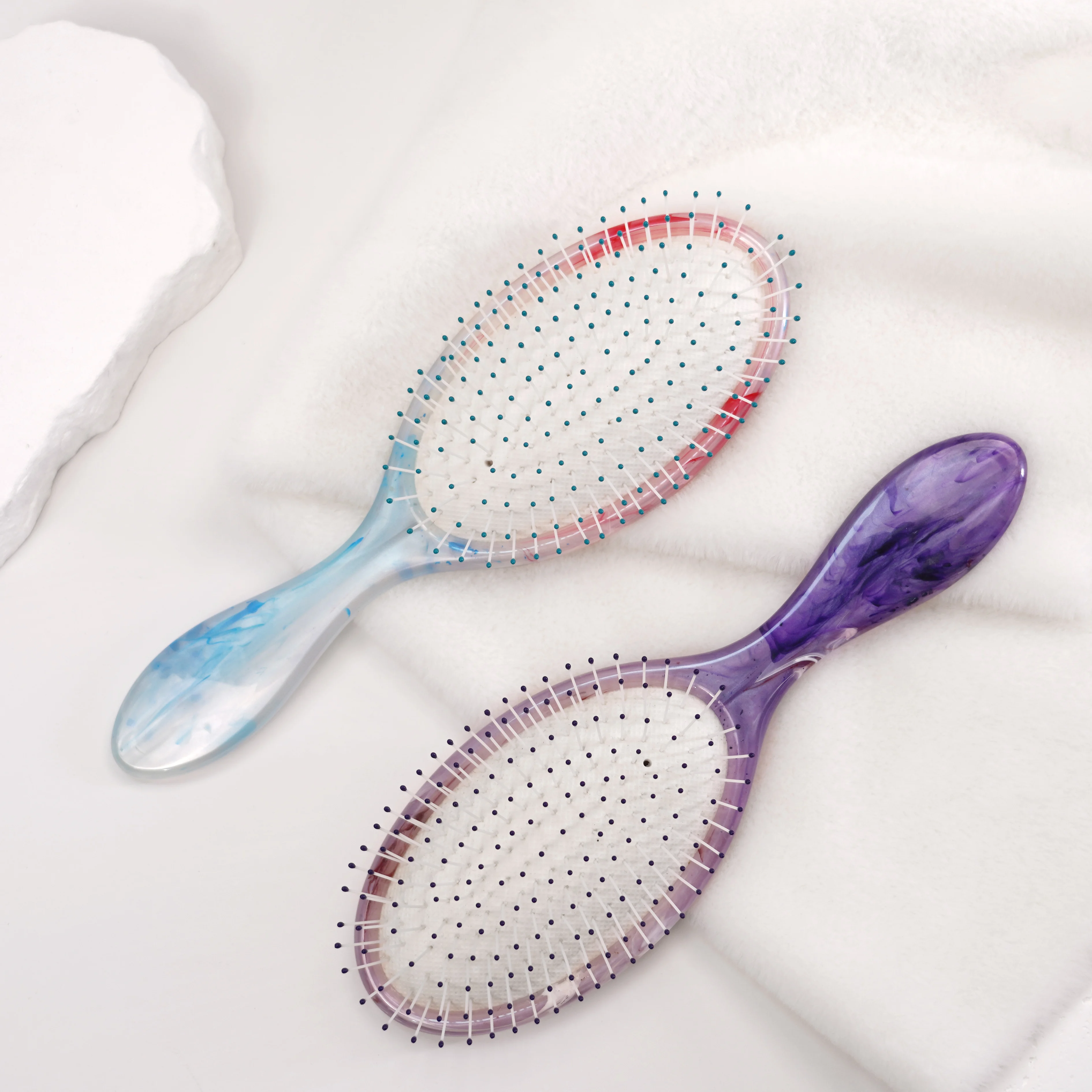 Hair Massage Comb Nylon Bristles Hairbrush Paddle Oval Hairbrushes for Women New Process Sulfur Cloud Powder