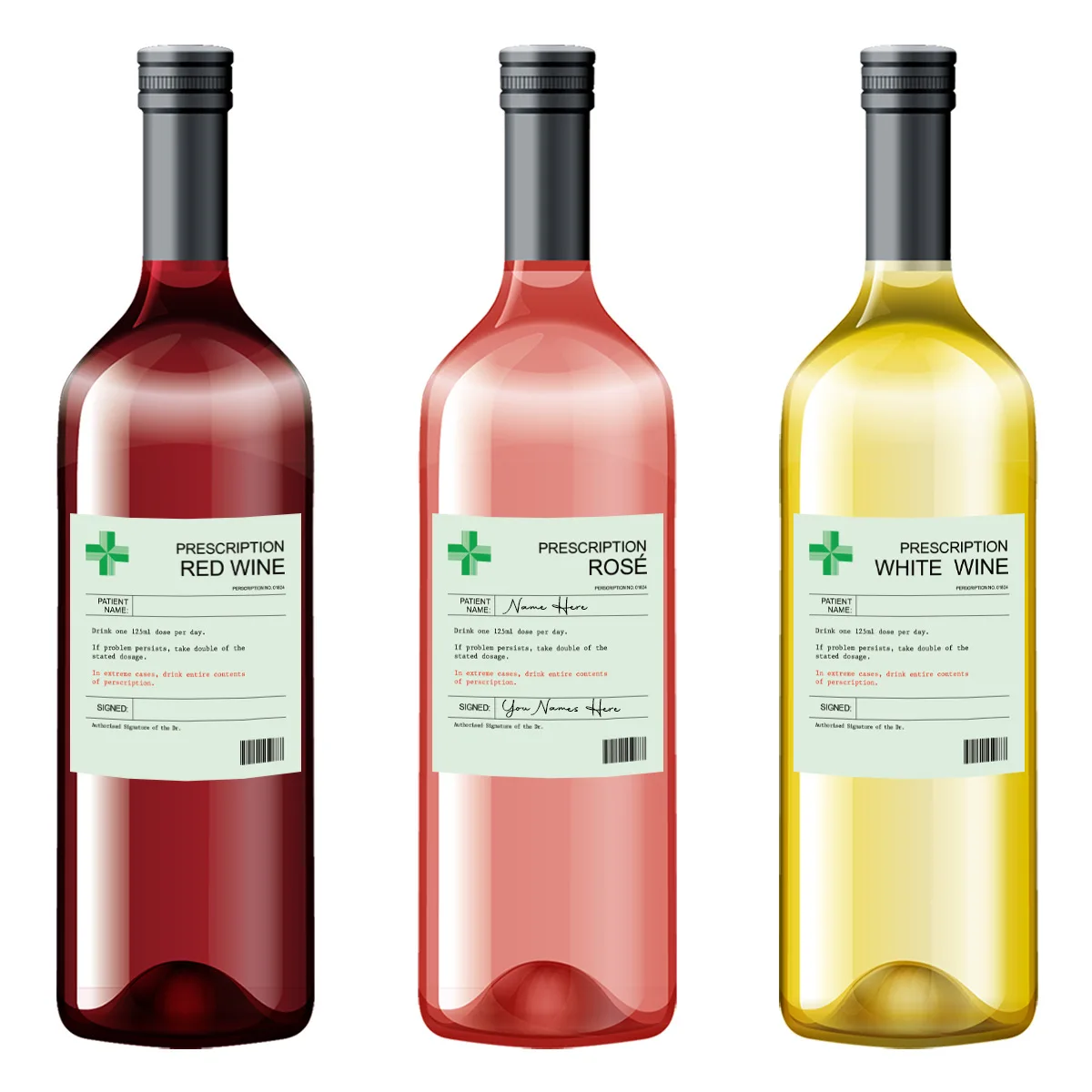 Custom Waterproof Funny Wine Label Stickers Personalized Wine Bottle Sticker Joke Prescription Wine Labels