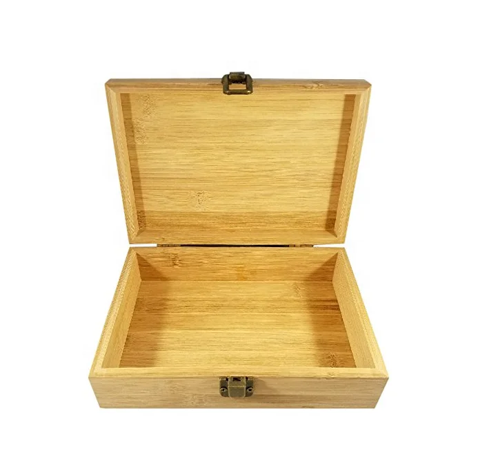
Bamboo and wood hinged cigar storage box 