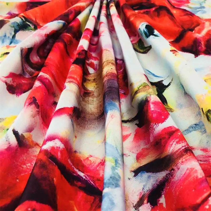 Wholesale Fabrics Suppliers Custom Print Fabric Poly Silk Satin Chiffon Fabric For Dress