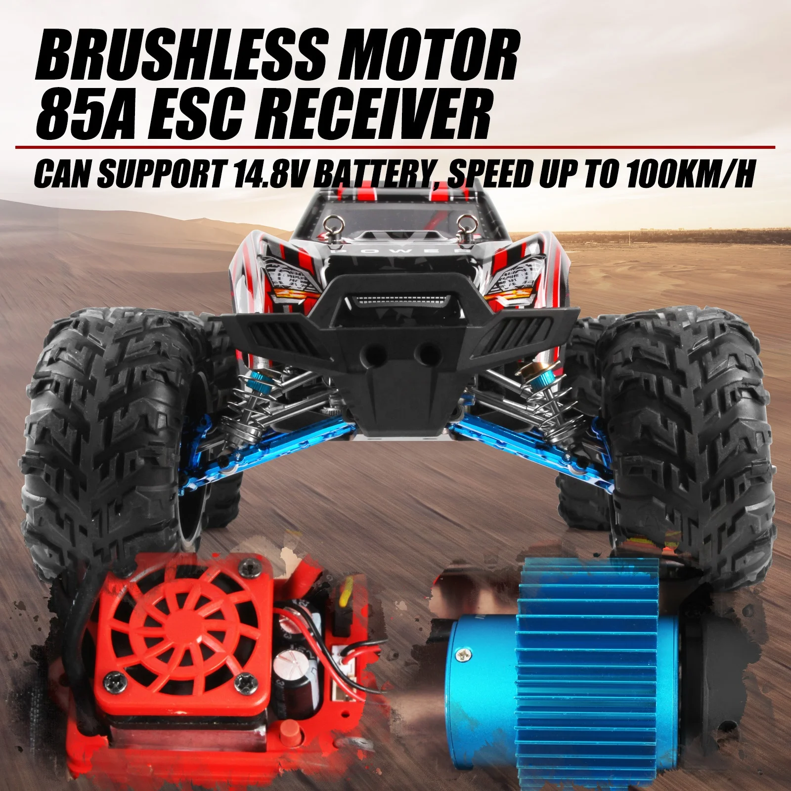High Speed RC 100+km/h Brushless Hobby Radio Control Stunt Car waterproof walk on water Vehicles Metal base Off Road 1:10 2.4Ghz