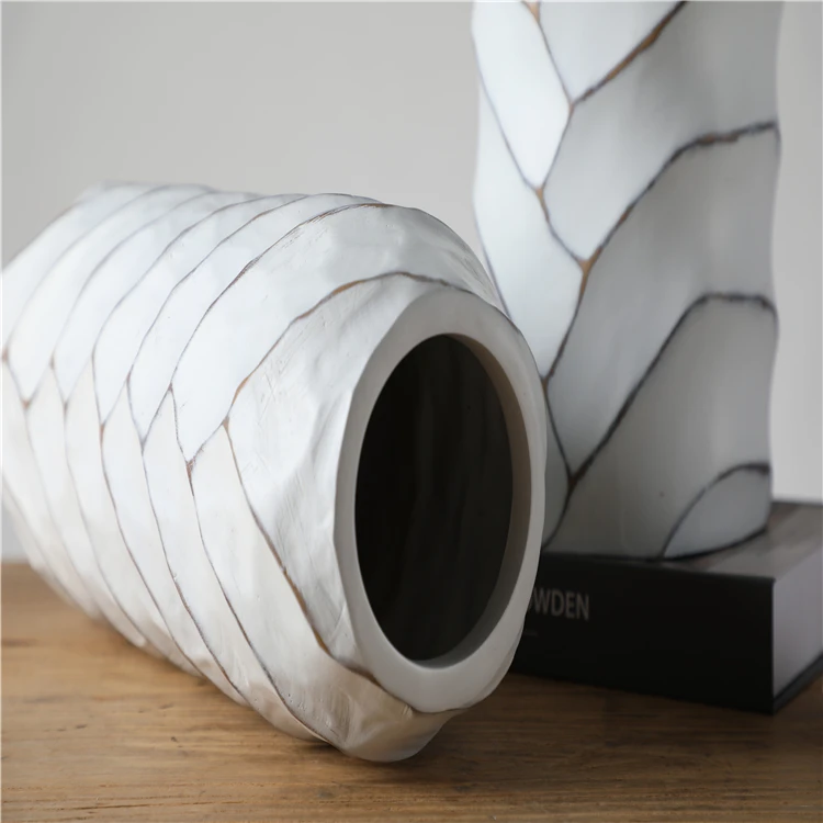 Wholesale tall white abstract resin floor flower vase for home decoration