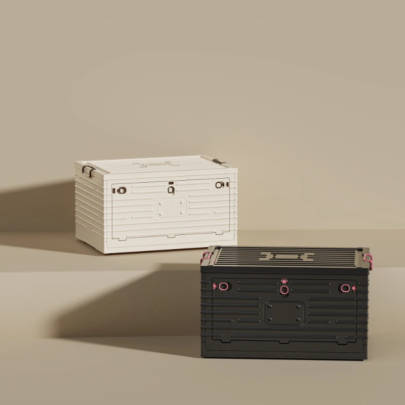Stacking Foldable Plastic Storage Box Modern Rectangle Design Plastic Foldable Storage Box Side Open Folding Cabinet