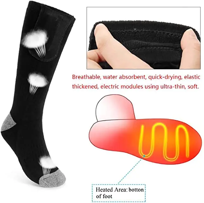 Winter Cotton Warm Feet Rechargeable Battery Three Levels Temperature Control Thermal  electric heated socks for women men
