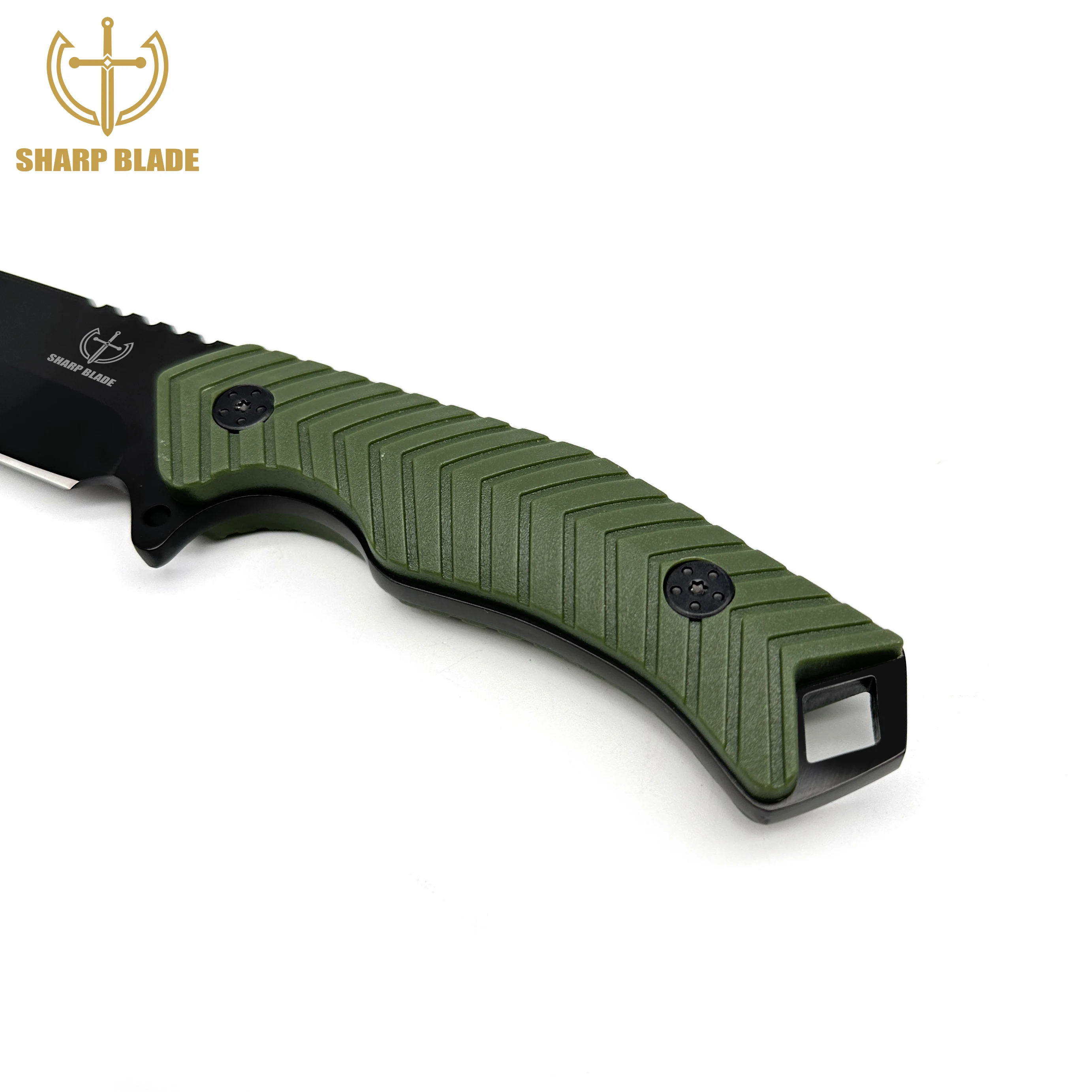 Yeehand Knives Fixed Blade Hunting Knife Outdoor 3cr13 Steel Green Handle Compass Fixed Blade Knife with Flint and Steel Sheath