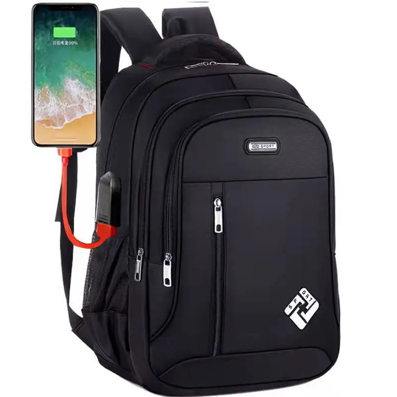 Black Nylon Custom Logo Kid School Bags Large Capacity Waterproof School Travel Backpacks Business Laptop backpacks