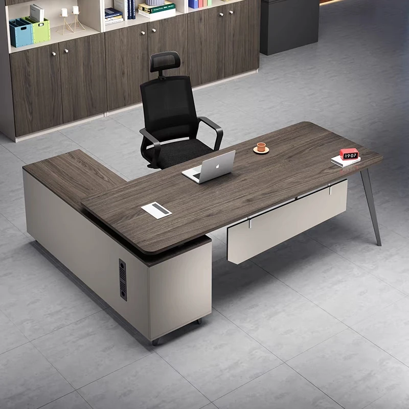 Luxurious Office Furniture Wooden Manager Director Table L Shaped Executive Office Desk