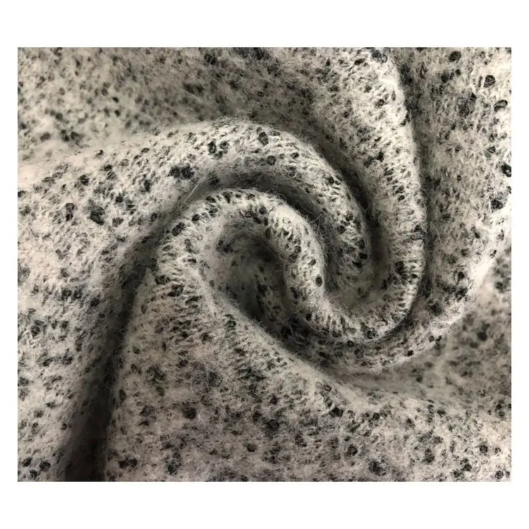 High quality ivory double faced tweed cotton and wool knitting fabric for dresses