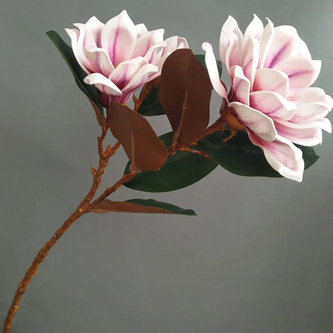 Artificial Flowers Real Touch Magnolia Large Flowers Branch for Office Vase Table Centerpiece Silk Magnolias Stems Faux Magnolia