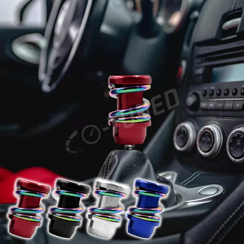 JDM Neo Chrome Spring Shift Knob With MOM* Logo Gear Knob Metal Shifter Lever Head Universal For Honda Toyota Subaru Mitsubishi