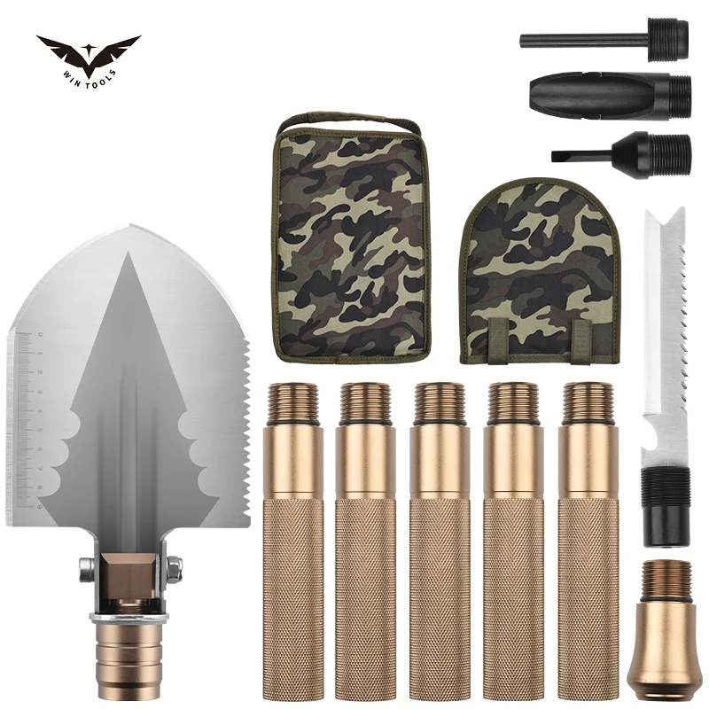 Custom High Quality  Style Detachable Folding Multi Functional Camping Hiking Survival Shovel