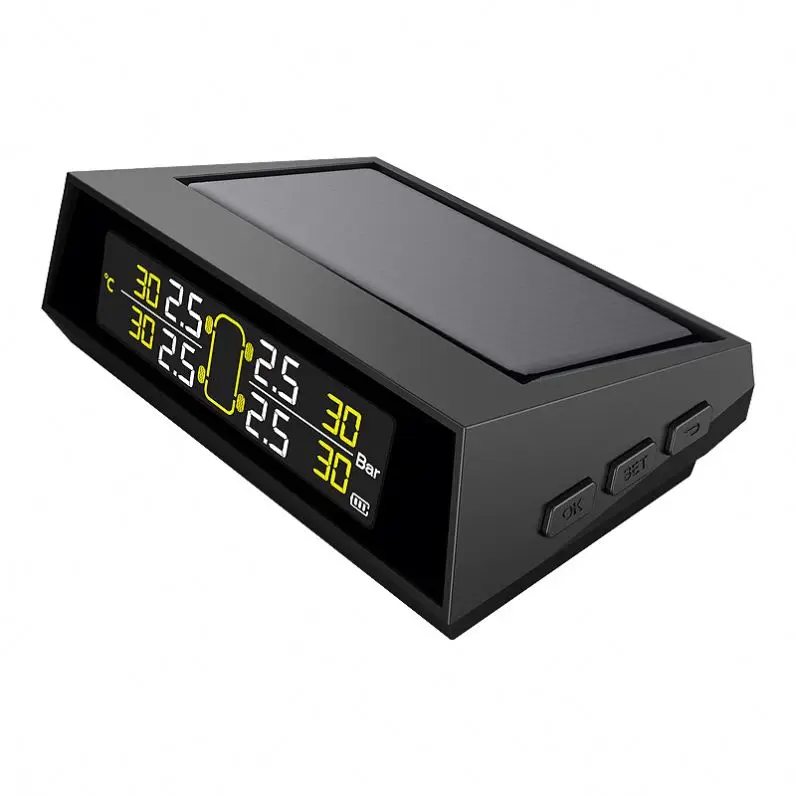Solar Power USB Digital TPMS Car Tire Pressure Monitoring System Tire Gauge with Temperature Warning