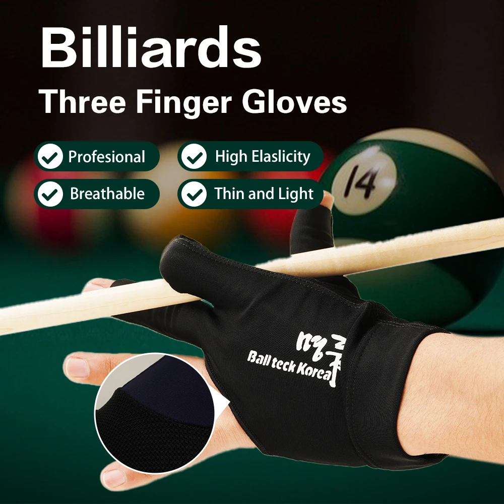 Billiard Glove Left Hand Medium High Quality Ballteck Korea Carom Glove 3 Fingers Professional Pool Glove Billiard Accessories