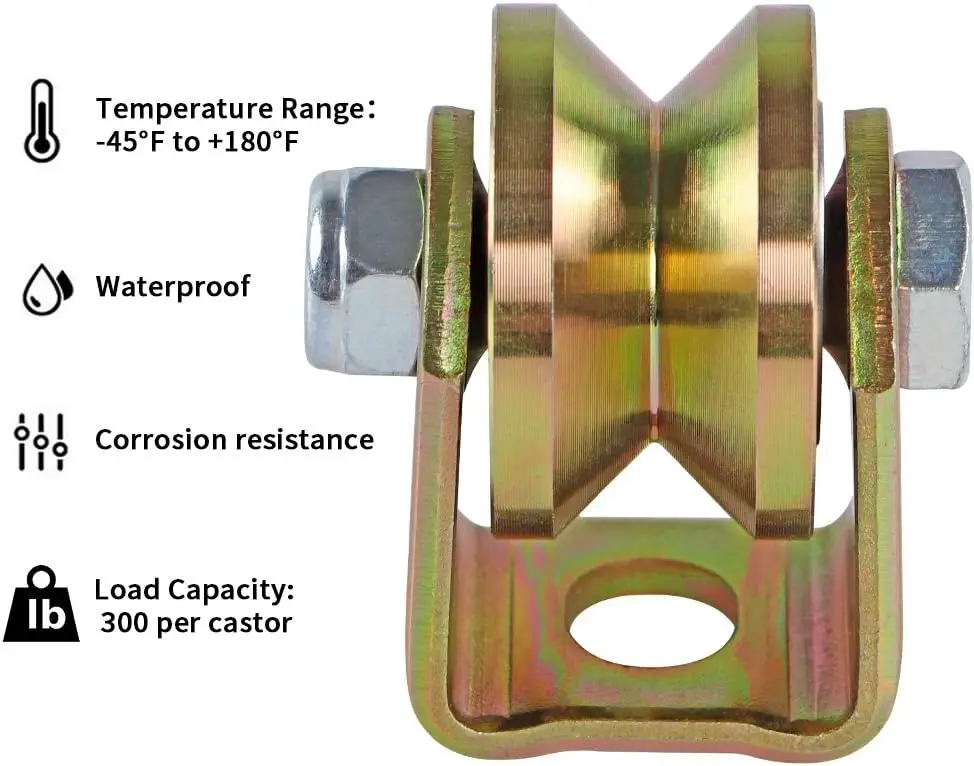 Track  Rolling Gate V Groove Rigid Caster with Bracket