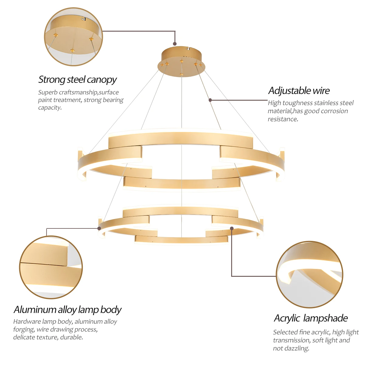 Nordic Style 2-Ring Cross-Set Pendant Light LED Acrylic Aluminum Hotel & Home Chandelier for Restaurant & Office Decor