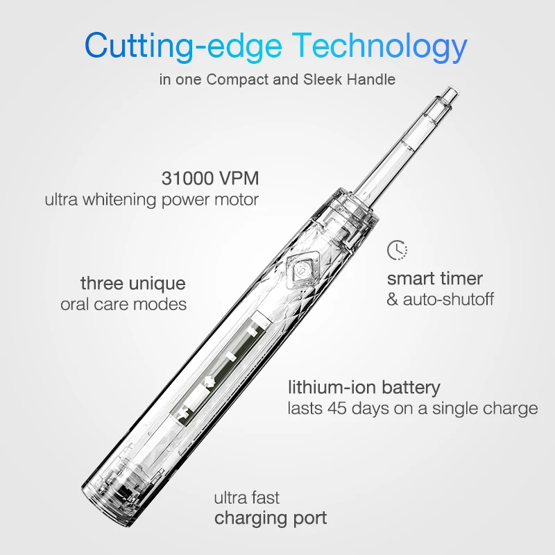 T2130 Mini Compact Electric Toothbrush Japanese Double Point Soft Bristles Rechargeable Sleek Electronic Sonic Toothbrush Slim