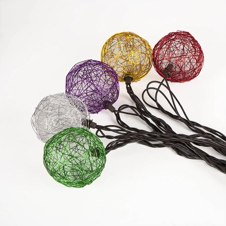 Разноцветный декоративный металлический проволочный шар для патио гирлянда наружный модный сад глобальное светодиодное гирлянда