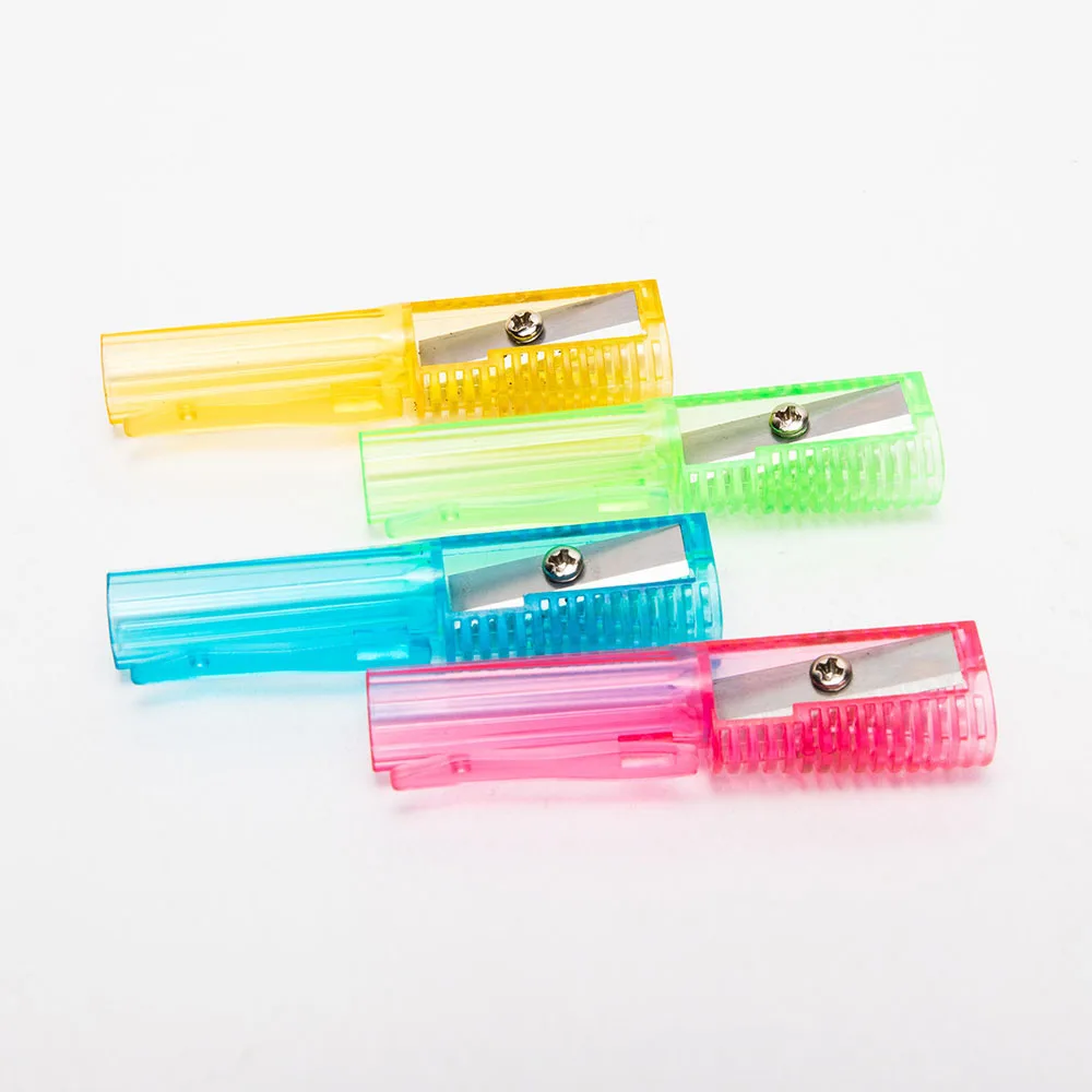 
Custom design unique shape transparent pencil sharpener with pen cap 
