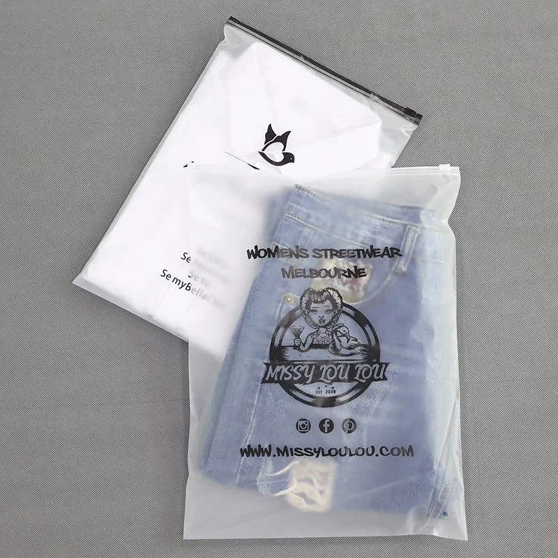 Free Shipping Clothes Bag Zipper Frosted Custom Plastic Clear Laminated for Other Underwear Packaging